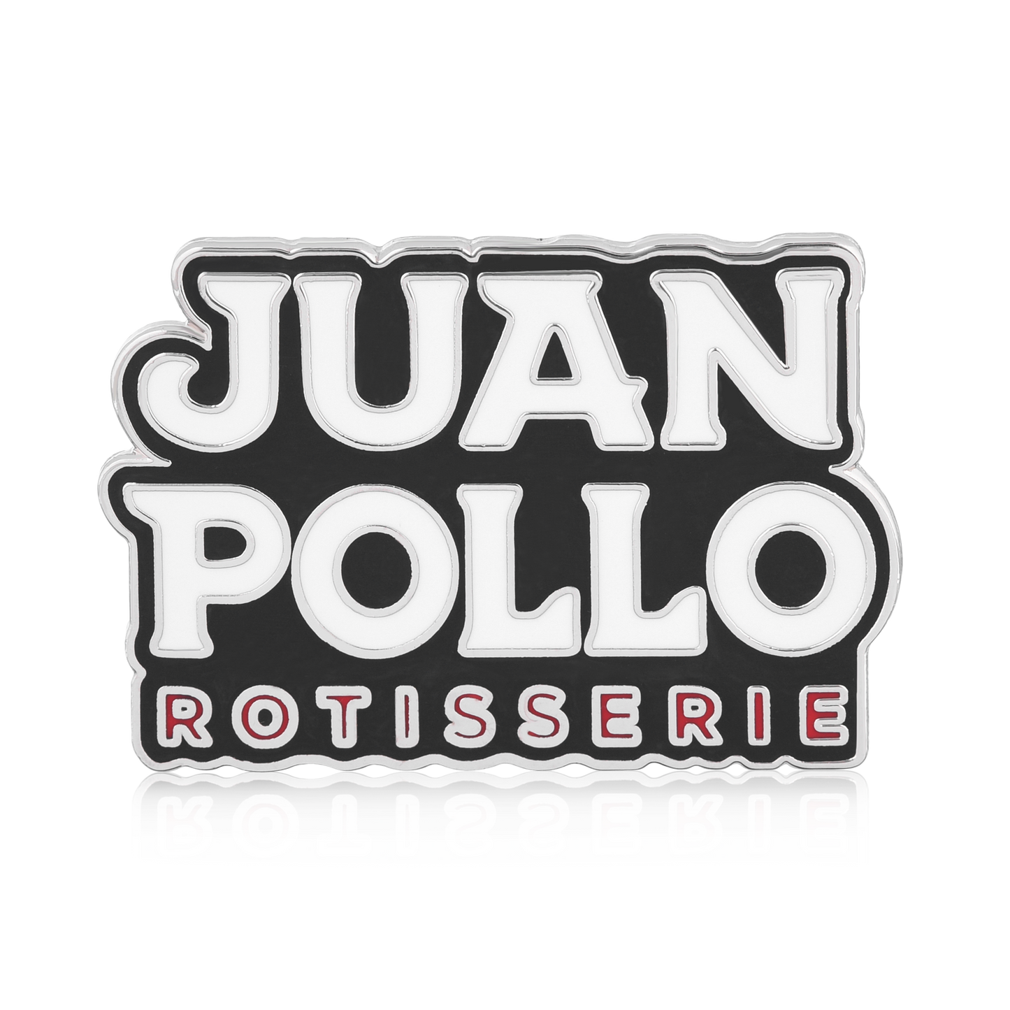 juan pollo rotisserie chicken black logo pin