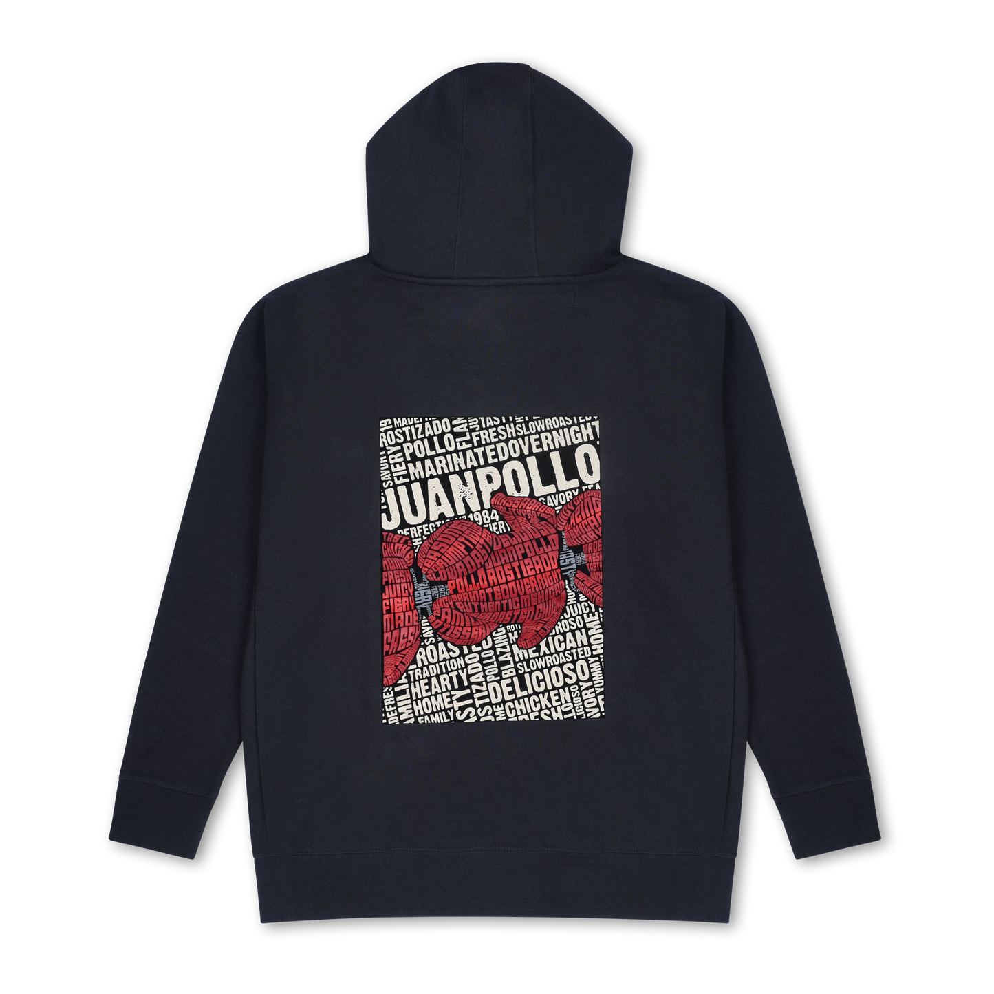 juan pollo rotisserie chicken black zip up jacket back design