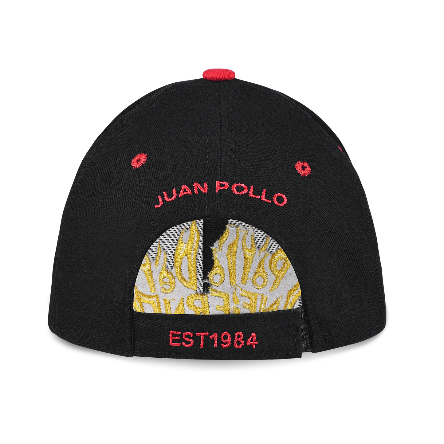 juan pollo rotisserie chicken pollo del infierno baseball hat back est 1984