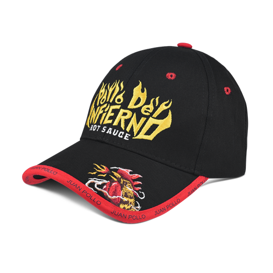 juan pollo rotisserie chicken pollo del infierno baseball hat left side