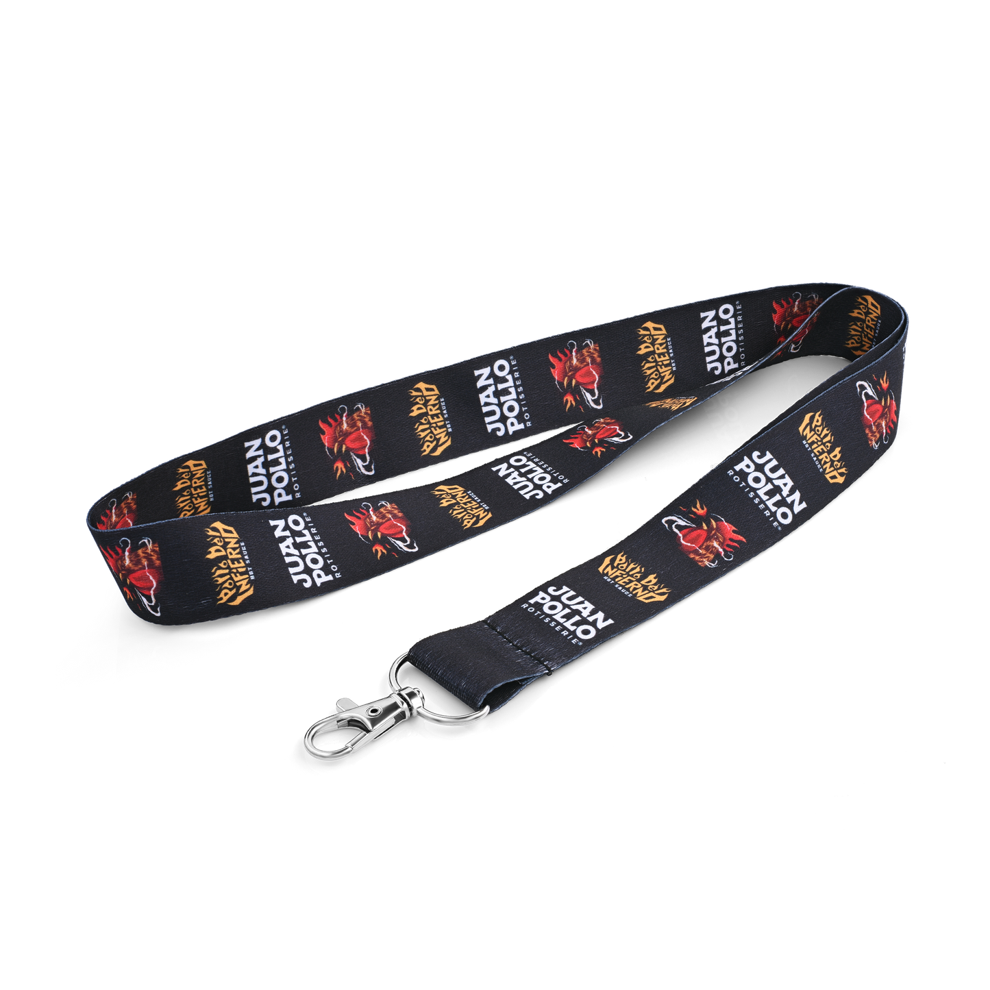 juan pollo rotisserie chicken logo lanyard black folded