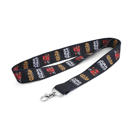 juan pollo rotisserie chicken logo lanyard black folded